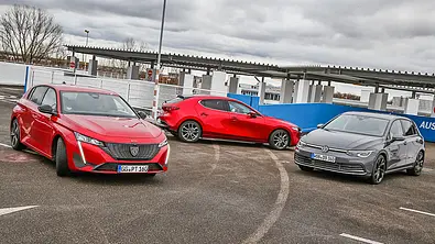 Peugeot 308/Mazda3/VW Golf - Foto: Niklas Gotta