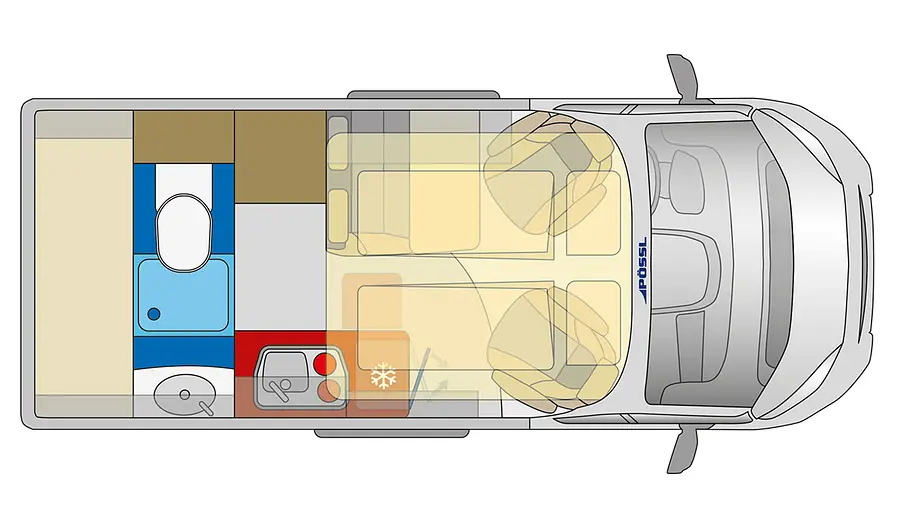 Pössl Vario 545 Das Bild zeigt die Grundrisszeichnung des Pössl Vario 545 (2024).