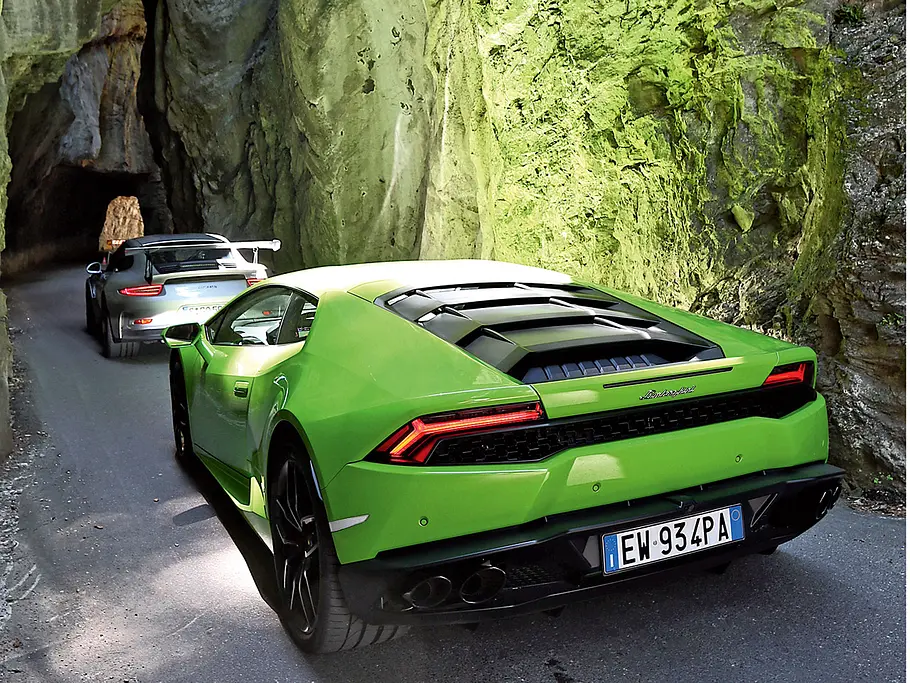 porsche 911 gt3 rs lamborghini huracan vergleich gardasee supersportwagen