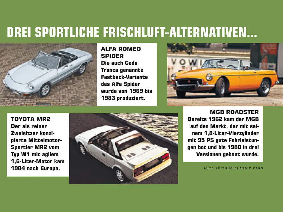 Porsche 914/6 Triumph TR6 Fiat 124 Spider Cabrio Vergleich Bilder technische DatenPorsche 914/6 Triumph TR6 Fiat 124 Spider Cabr