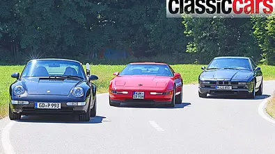 Porsche 911 (993) Carrera/Corvette C4 ZR-1/BMW 850 CSi auf der Straße - Foto: AUTO ZEITUNG/Jürgen Gassebner
