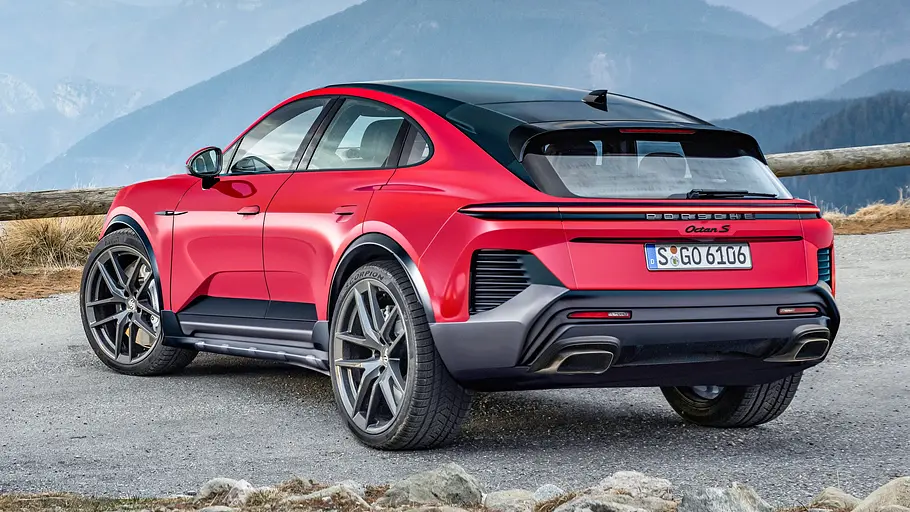 Ein Rendering zeigt den Porsche Octan von hinten.
