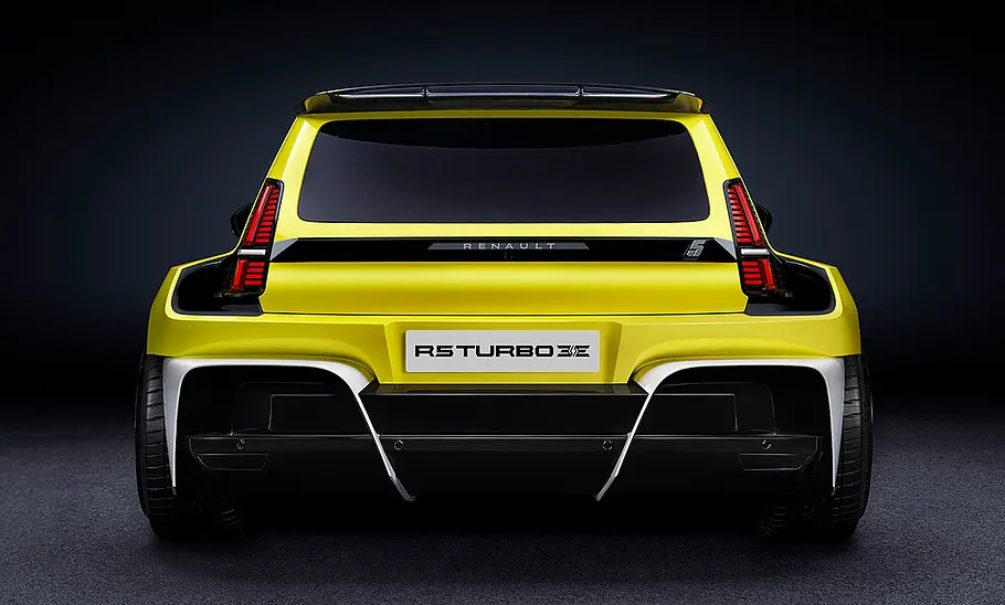 Renault 5 Turbo 3E (2027) statisch von hinten.
