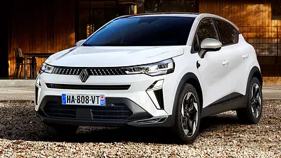 Das Renault Captur Facelift (2024) stehend von schräg vorne fotografiert. - Foto: Renault