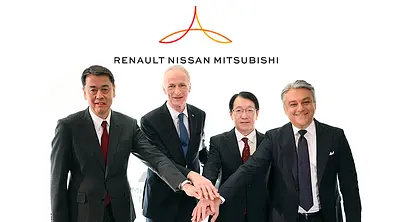 Nissan-Chef Uchida, Allianz-Vorsitzender Senard, Mitsubishi-Chef  Kato, Renault-Chef Luca de Meo - Foto: Getty Images/Renault-Nissan-Allianz