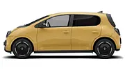 Der Renault Twingo E-Tech Electric steht vor weißem Hintergrund, von links fotografiert. - Foto: Carwow