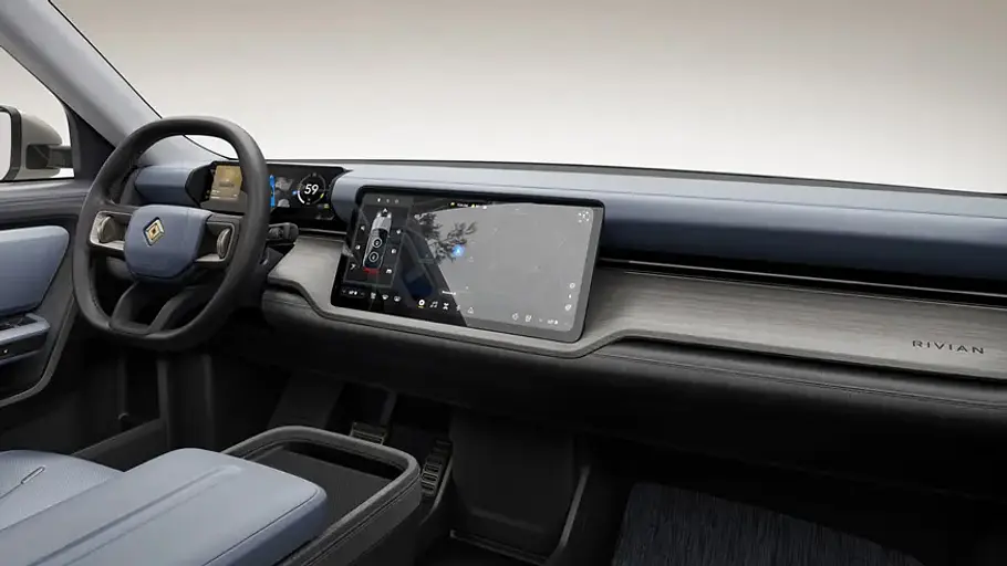 Rivian R2 Das Armaturenbrett des Rivian R2.