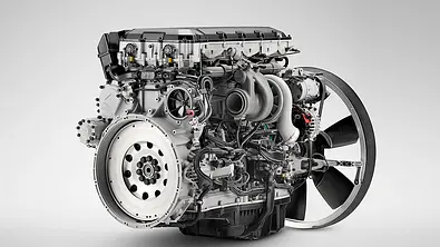 Der Scania Super 11-Motor vor weißem Hintergrund. - Foto: Scania