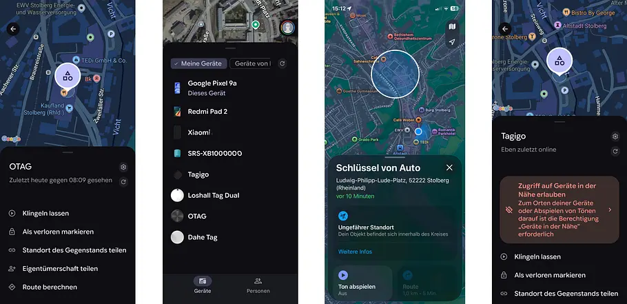 Screenshots der App Mein Gerät finden von Google.