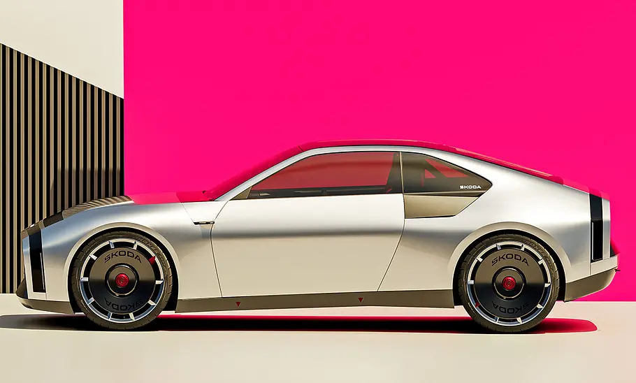 Der Skoda 110 R stehend seitlich.