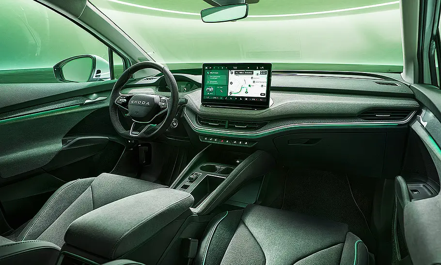Blick in den Innenraum des Skoda Enyaq Coupé Facelift (2025).