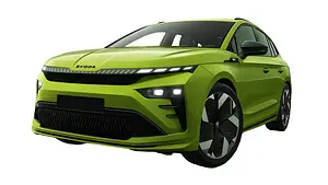 Der Skoda Enyaq, vor weißem Hintergrund von vorne abgebildet. - Foto: Skoda