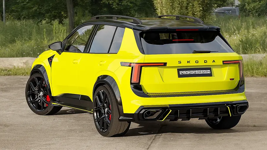 Skoda Epiq RS mit Fünfzylinder Skoda Epiq RS von Rostislav Prokop mit Fünfzylinder, fotografiert von schräg hinten.