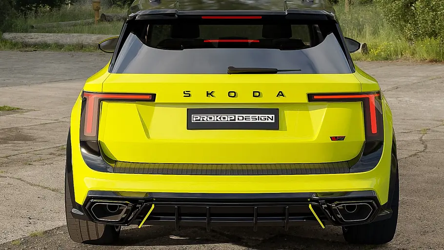 Skoda Epiq RS mit Fünfzylinder Skoda Epiq RS von Rostislav Prokop mit Fünfzylinder, fotografiert von hinten.