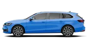 Der Skoda Superb Combi steht vor weißem Hintergrund, von links fotografiert. - Foto: Carwow