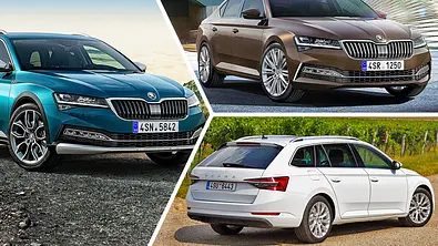 Kollage mit Skoda Superb Scout, Skoda Superb Limousine und Skoda Superb Combi - Foto: Skoda/Kollage: AUTO ZEITUNG