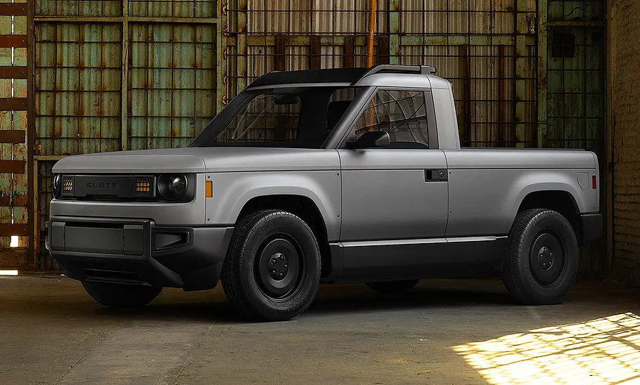 Slate Truck (2026) Blick von schräg vorne auf den Slate Truck (2026).