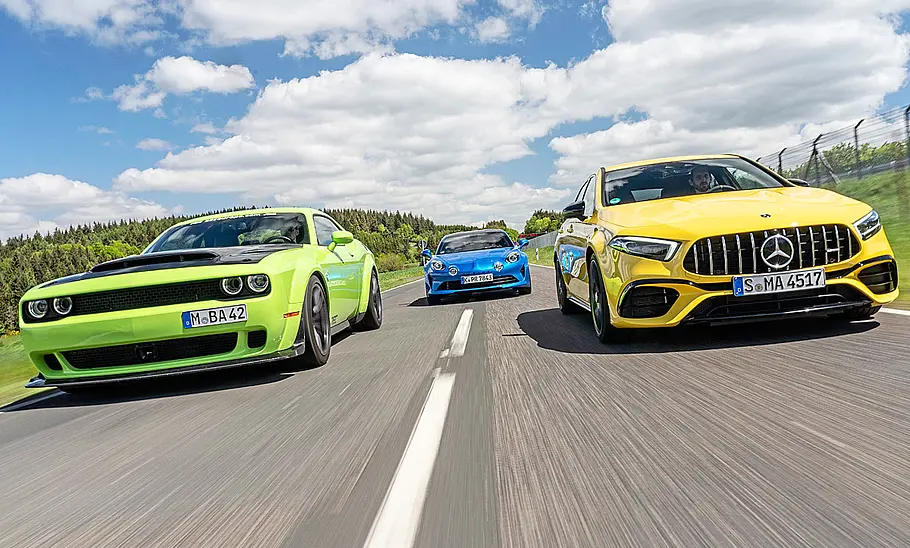 Dodge Challenger SRT Hellcat XR/Alpine A110S/Mercedes-AMG A 45 S 4Matic+