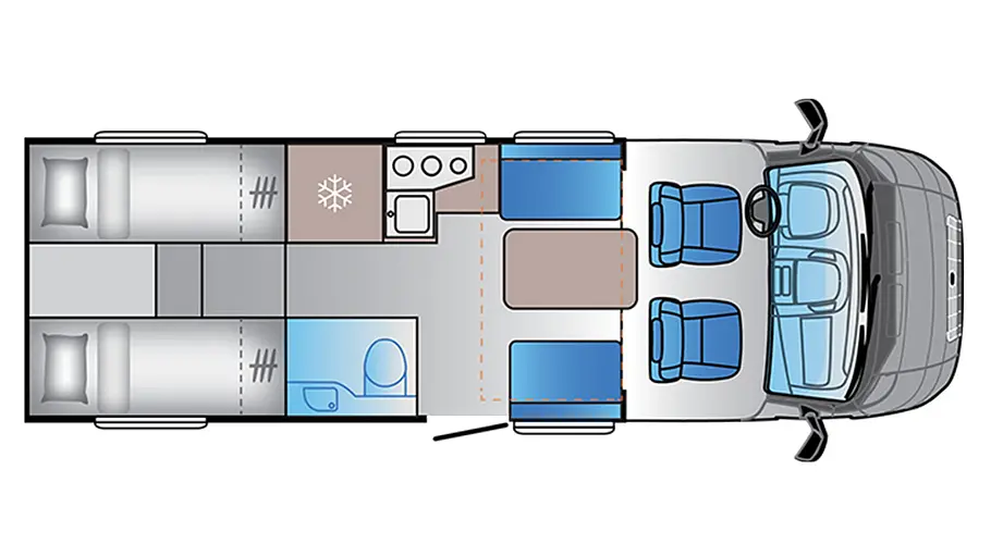 Sunliving S 72 DL Die Grundrisszeichnung des Sunliving S 72 DL.