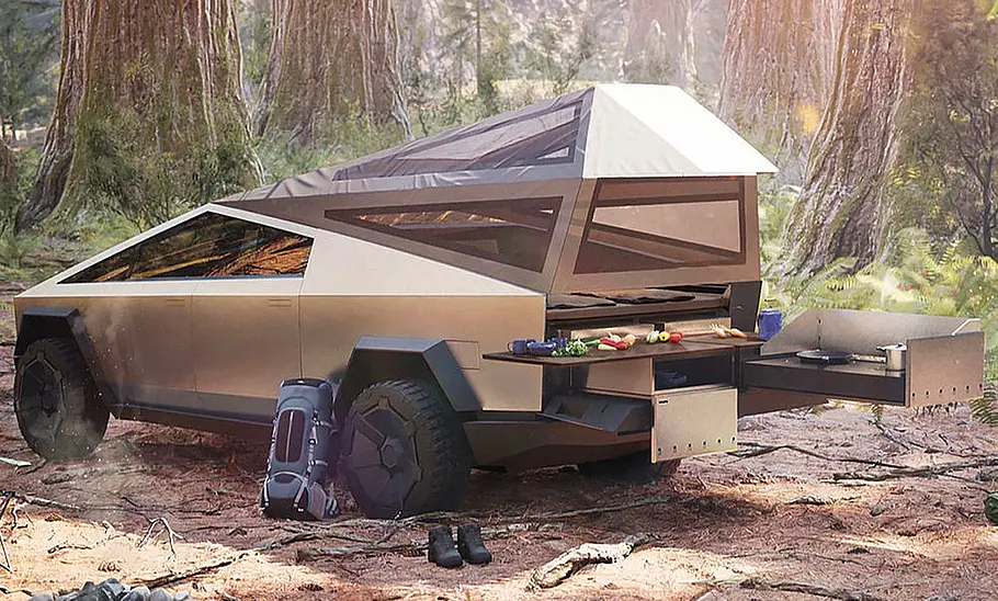 Tesla Cybertruck (2023) Der Tesla Cybertruck (2023) als Camper.