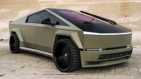Blick von schräg vorne auf den Tesla Cybertruck von Waido. - Foto: Waido Blick von schräg vorne auf den Tesla Cybertruck von Waido. - Foto: Waido