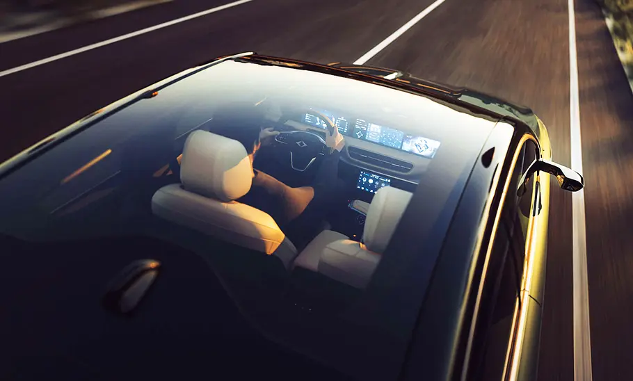 Togg T10F Blick auf das Panorama-Glasdach des Togg T10F.