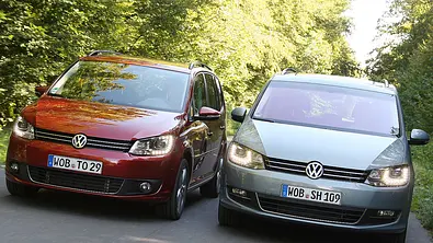 VW Touran 1.4 TSI – VW Sharan 1.4 TSI im Klassenduell Front