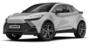 Toyota C-HR+ vor weißem Hintergrund von schräg vorne. - Foto: Carwow