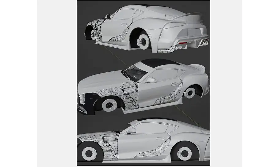 Toyota Supra mit Z4-Front Man sieht 3D-Scans des Toyota Supra mit Z4-Front.