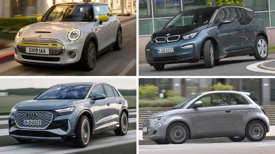 TÜV-Report 2026 Beste gebrauchte E-Autos Vier E-Autos in einer Kollage zusammengestellt.