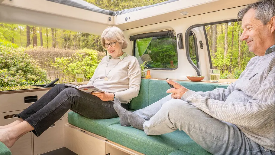 Ventje T7 Camper Die Innenaufnahme zeigt beispielhaft den Wohnraum eines Ventje-Campers.