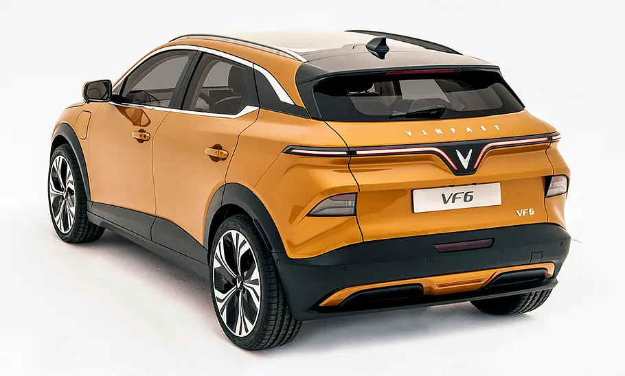 Vinfast VF 6 (2025) Der Vinfast VF 6 (2025) statisch von schräg hinten fotografiert.