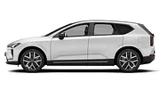 Der Volvo EX60 steht vor weißem Hintergrund, von links fotografiert. - Foto: Carwow
