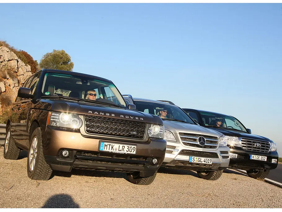 Range Rover 4.4 TDV8, Mercedes GL 450 CDI 4MATIC und Toyota Land Cruiser V8 D-4D im Vergleichstest