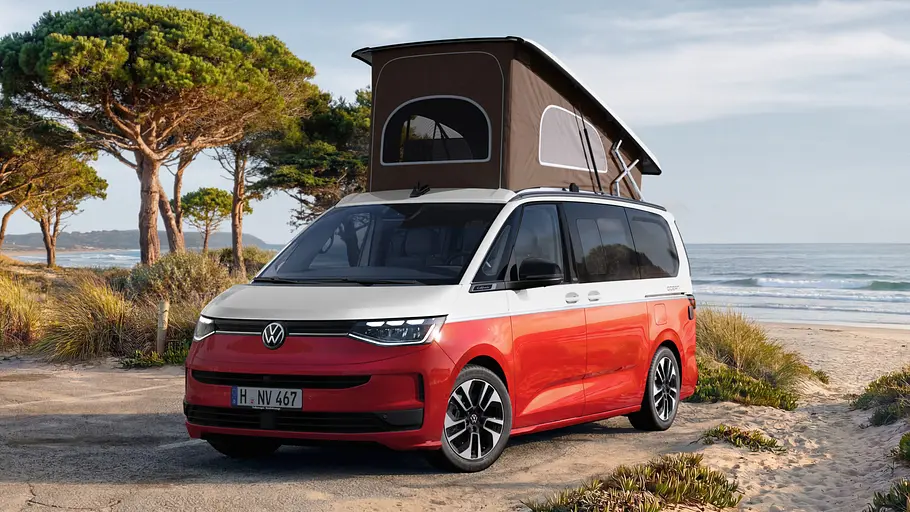 VW California Ocean Generation Das Sondermodell VW California Ocean Generation statisch von schräg vorne links.