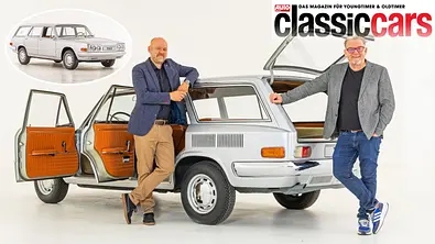 Der VW EA128 Variant stehend von hinten mit Stefan Wallburg und Andreas Mindt. - Foto: Markus Heimbach