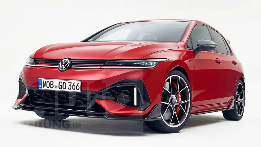 Der VW Golf 9 GTI stehend von vorne