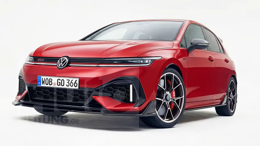 Der VW Golf 9 GTI stehend von vorne