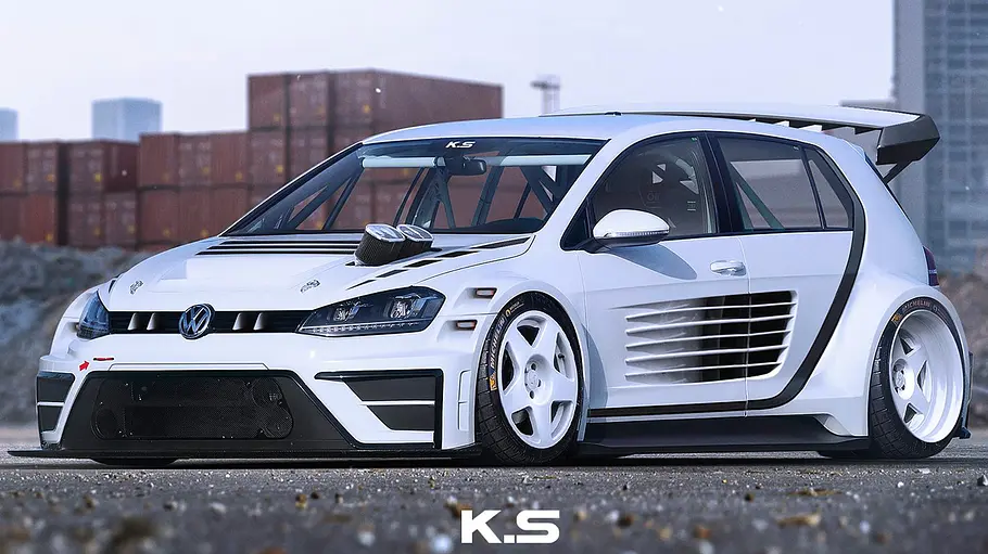 Der VW Golf GTI TCR von Khyzyl Saleem von schräg vorne fotografiert.