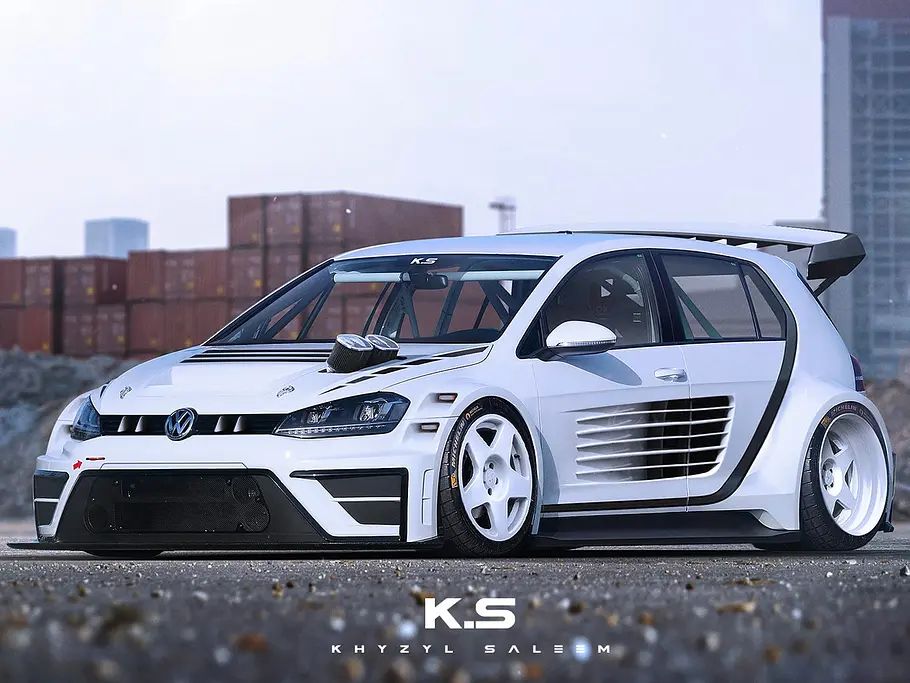 VW Golf GTI TCR von The Kyza Blick von schräg vorne auf den VW Golf GTI TCR von The Kyza.