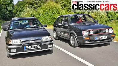 Opel Kadett GSi und VW Golf GTI fahrend von vorne. - Foto: Zbigniew Mazar