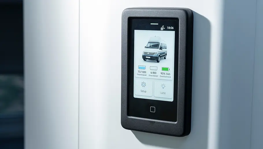 VW Grand California Facelift Fahrbericht Das Bedienpanel im Wohnraum des VW Grand California Facelift im Detail.
