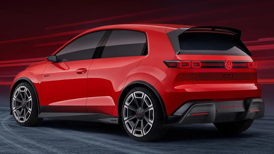 Der VW ID. GTI Concept stehend von schräg hinten