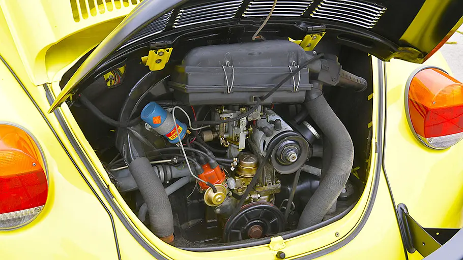 VW 1303 S GSR Der Motor des VW 1303 S GSR.