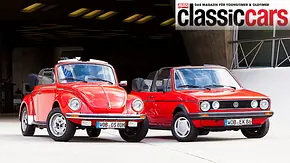 VW Käfer Cabrio 1303/VW Golf 1 Cabrio Frontansicht stehend - Foto: AUTO ZEITUNG