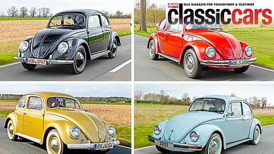 Der VW 03/38 – Porsche Typ 60/VW 1200 (1-Millionster VW)/Samtkäfer/Käfer Última Edición fahrend von schräg vorne fotografiert. - Foto: Frank Ratering