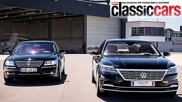 Der VW Phaeton/VW Phaeton D2 fahrend von vorne fotografiert. - Foto: VW