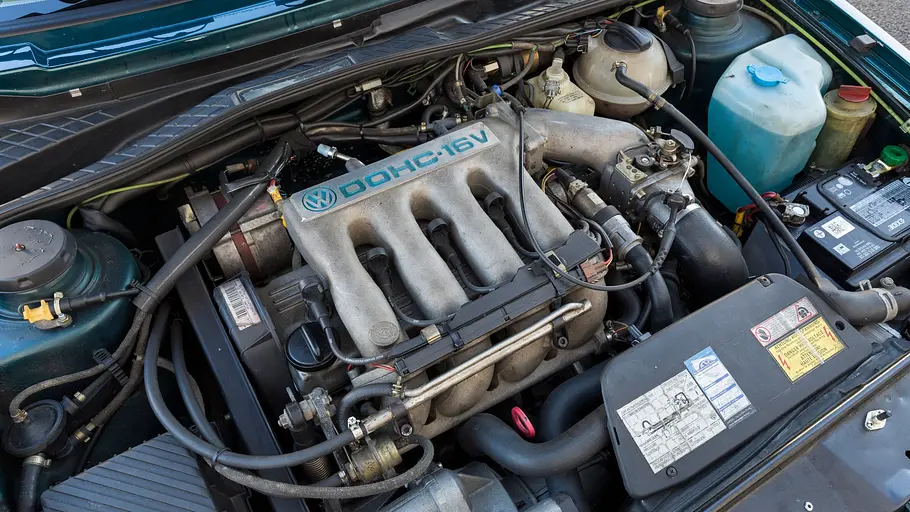 Der Motor des VW Rallye Golf syncro. 
