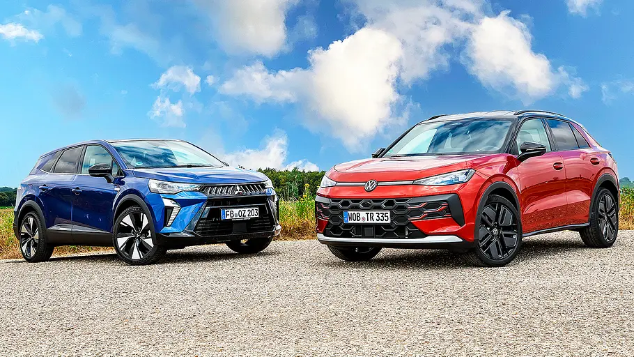 Mitsubishi Grandis und VW T-Roc.