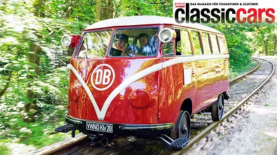 VW T1 Draisine (1954) fahrend von schräg vorne fotografiert.  - Foto: VW Nutzfahrzeuge